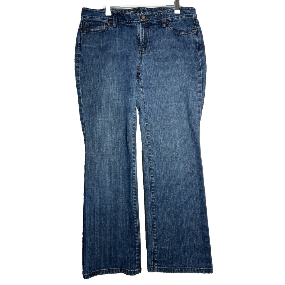 LOFT Women's Curvy Boot Jeans 10P Petite Blue Denim Stretch Mid Rise Classic Fit